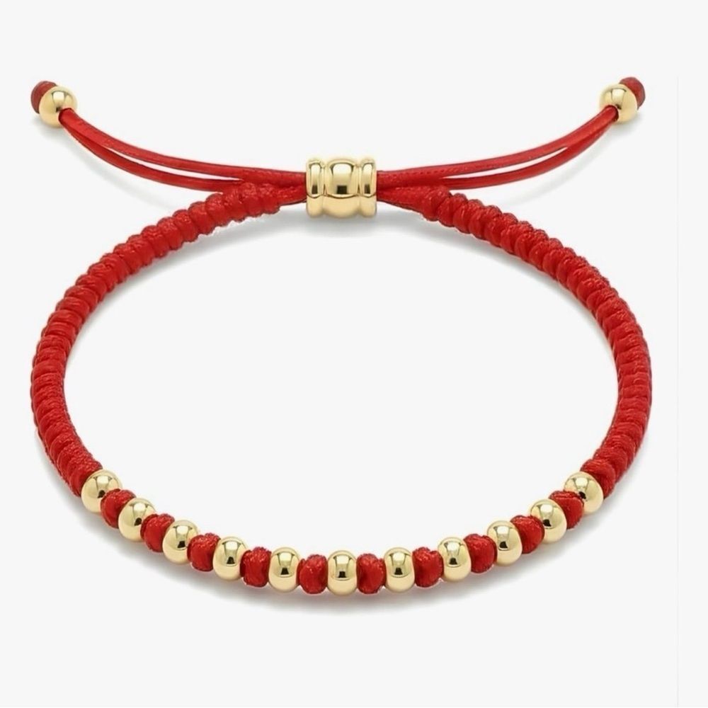 NEW 18K Gold-Plated Stainless Steel Beads
Elegant Red and Gold Beaded Bracelet